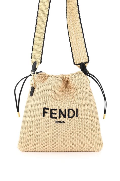 fendi raffia pouch|raffia bag with black trim.